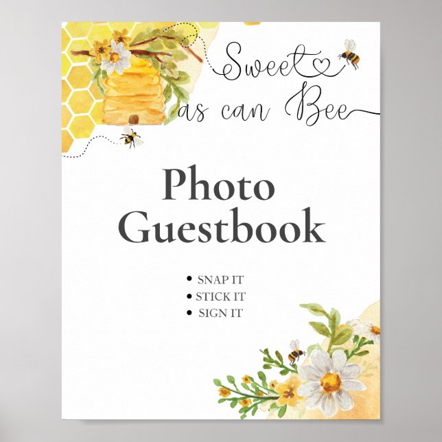 Sweet as Can Bee Photo Baby Shower Guest Book (Front)