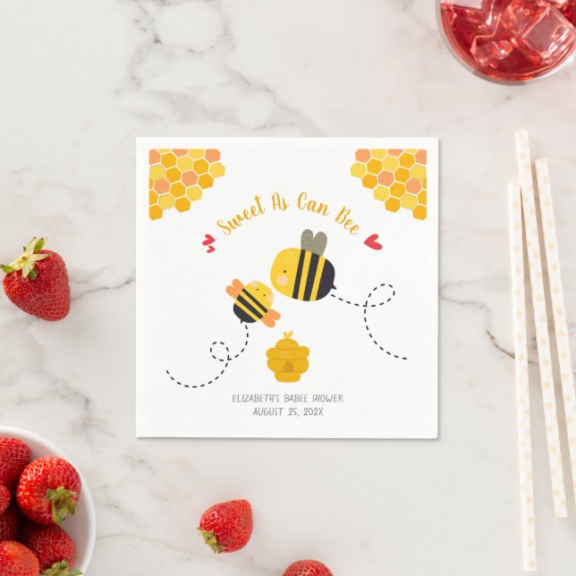 Sweet As Can Bee Themed Cute Kawaii Baby Shower Napkin (Insitu)