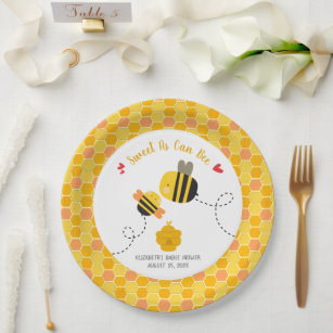 Sweet As Can Bee Themed Cute Kawaii Baby Shower Paper Plate