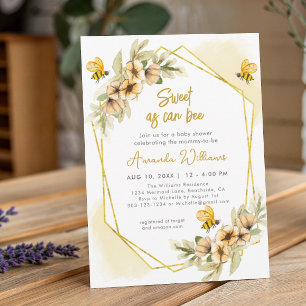 Sweet As Can Bee Watercolor Baby Shower Invitation