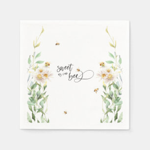 Sweet As Can Bee Watercolor Floral Honeybee Napkin