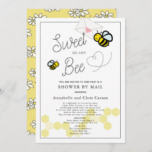 Sweet as can Bee White Baby Shower By Mail Invitation