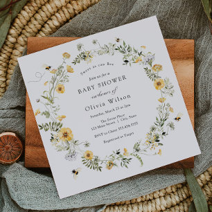 Sweet as can Bee Wildflower Baby Shower Invitation