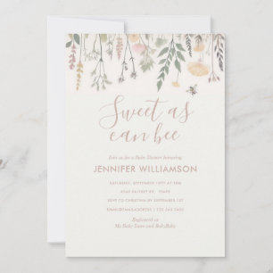 Sweet as can bee Wildflower Baby Shower Invitation