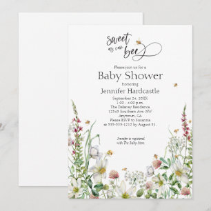 Sweet As Can Bee Wildflower Floral Baby Shower Invitation