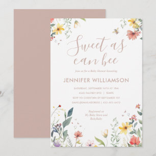 Sweet As Can Bee Wildflower Girl Baby Shower Invitation
