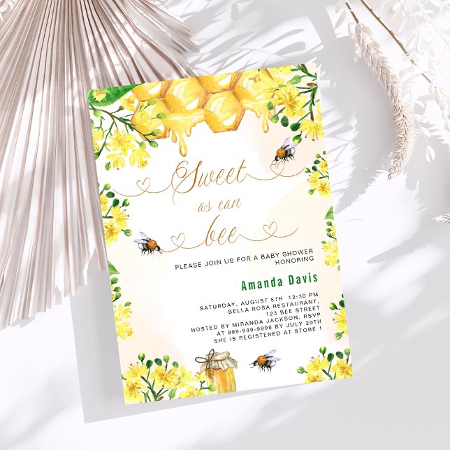 Sweet as can bee yellow florals Baby Shower Invitation (Creator Uploaded)