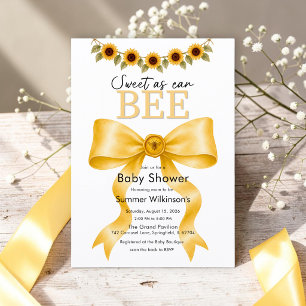 Sweet as Can Bee Yellow Ribbon Baby Shower QR RSVP Invitation