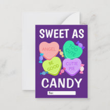 Sweet as Candy Classroom Valentine's Day Note Card