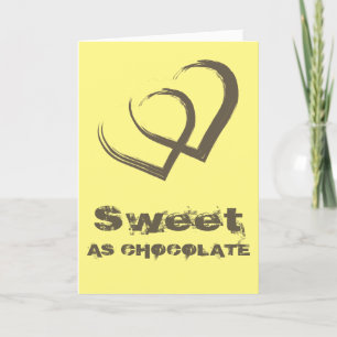 Sweet as Chocolate Heart Yellow Valentine`s Day Holiday Card