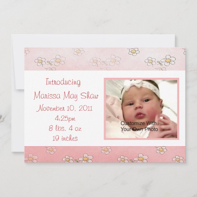 Sweet As Daisy's Baby Birth Announcement (Front)