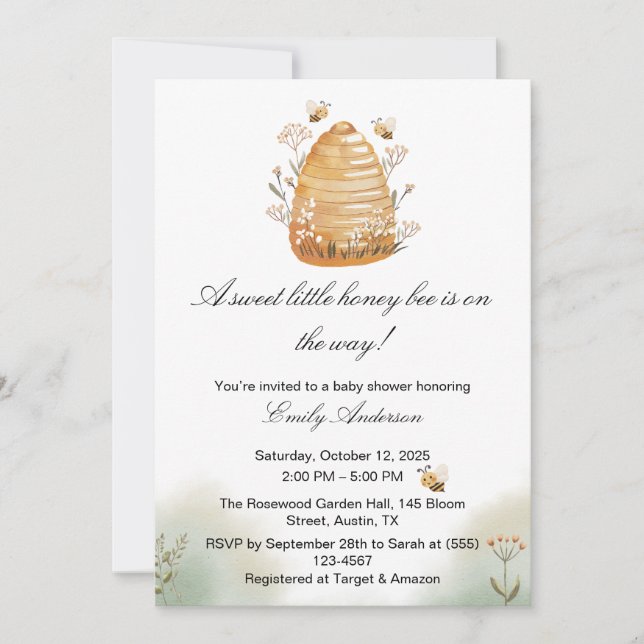 Sweet as Honey Bee Baby Shower Invitation  (Front)