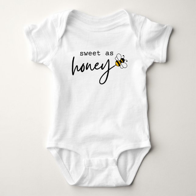 Sweet as Honey Cute Bee Minimalist Script Baby Bodysuit (Front)