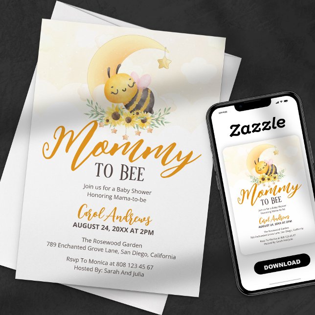 Sweet as Honey Mummy to Bee Baby Shower Invitation (Creator Uploaded)