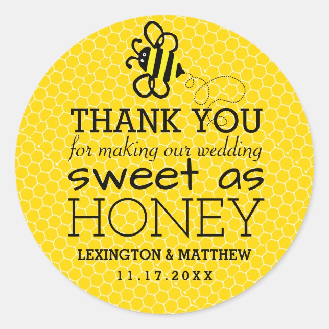Sweet As Honey Wedding Favour  Classic Round Sticker (Front)