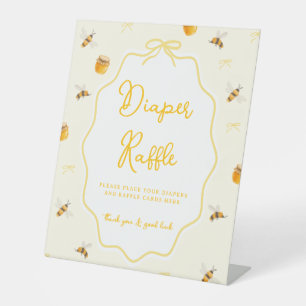 Sweet as Honey Yellow Honey Bee Baby Diaper Raffle Pedestal Sign
