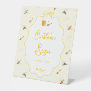 Sweet as Honey Yellow Honey Bee Baby Shower Custom Pedestal Sign