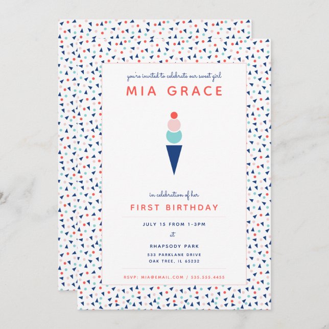 Sweet as Ice Cream Invitation (Front/Back)