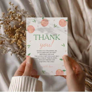 Sweet As Peach Birthday Thank You Card