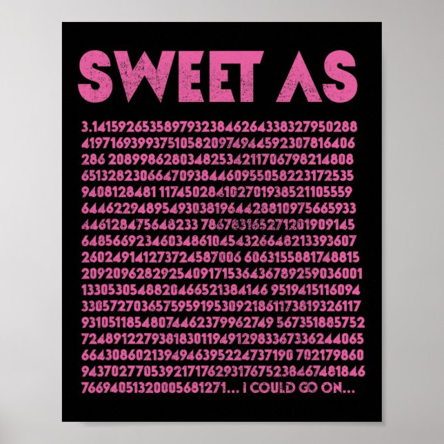 Sweet As Pi 3.14 Math Geek Teacher 3.14 Pi Day  Poster (Front)