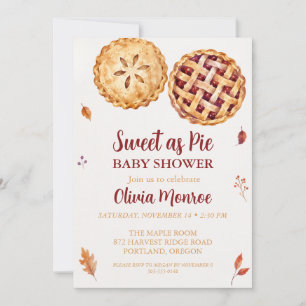 Sweet as Pie Fall Baby Shower Watercolor Invitation