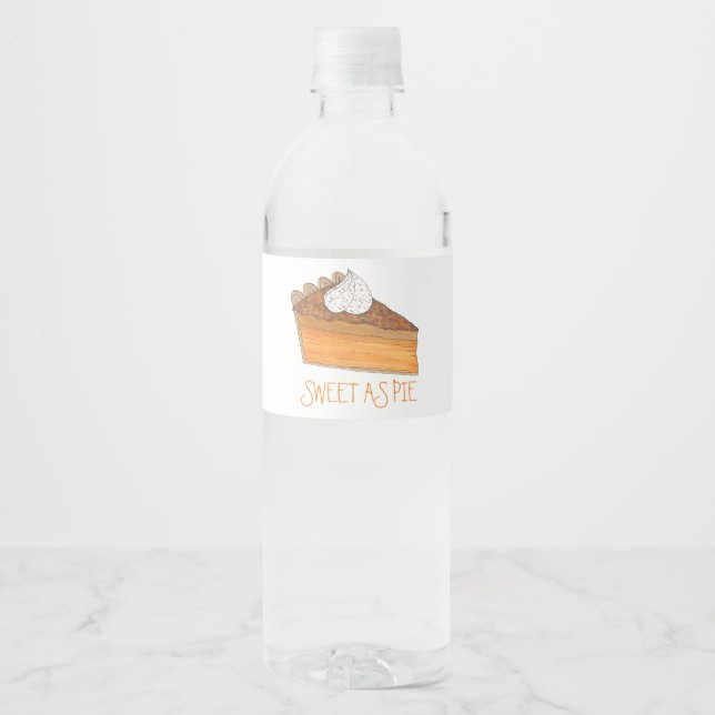 Sweet As Pie Sweet Potato Pie Holiday Dessert Water Bottle Label (Front)