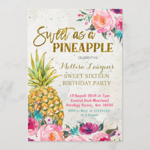Sweet as pineapple Birthday Invitation