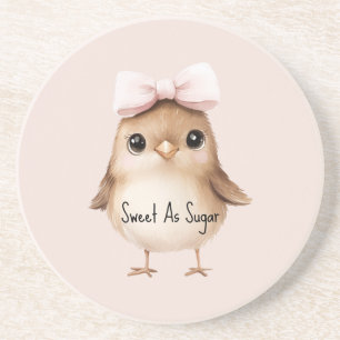 Sweet As Sugar Bird Pink Bow Coaster