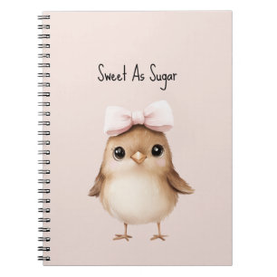 Sweet As Sugar Bird Pink Bow Notebook