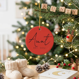Sweet Aunt EST Year Holiday Keepsake Script Design Ceramic Tree Decoration
