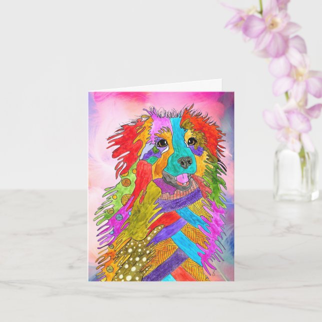 Sweet Australian Shepherd Greeting Card (Orchid)