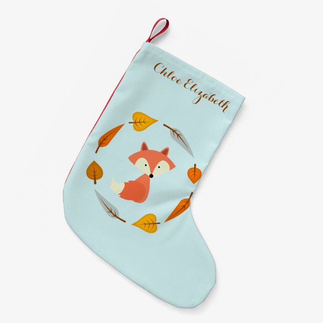 Sweet Autumn Fox Small Christmas Stocking (Front (Hanging))