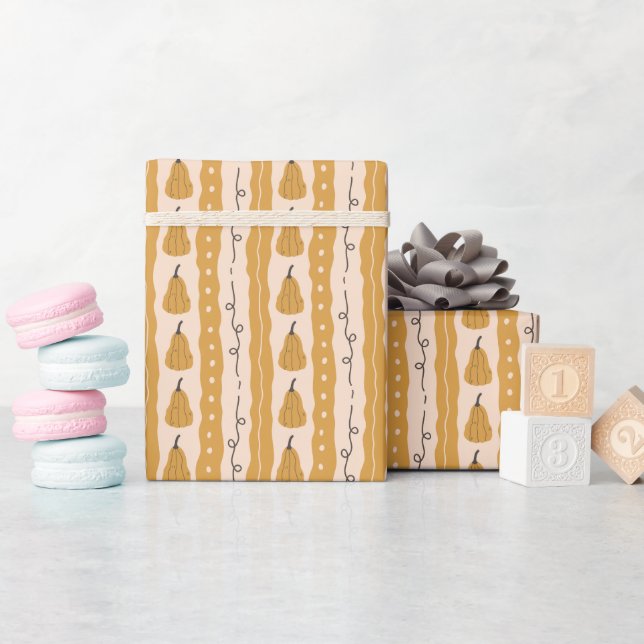 Sweet Autumn Pumpkin Pattern Wrapping Paper Roll (Baby Shower)