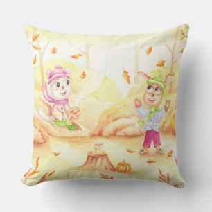 Sweet autumn walk in the forest cushion