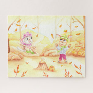 Sweet autumn walk in the forest jigsaw puzzle