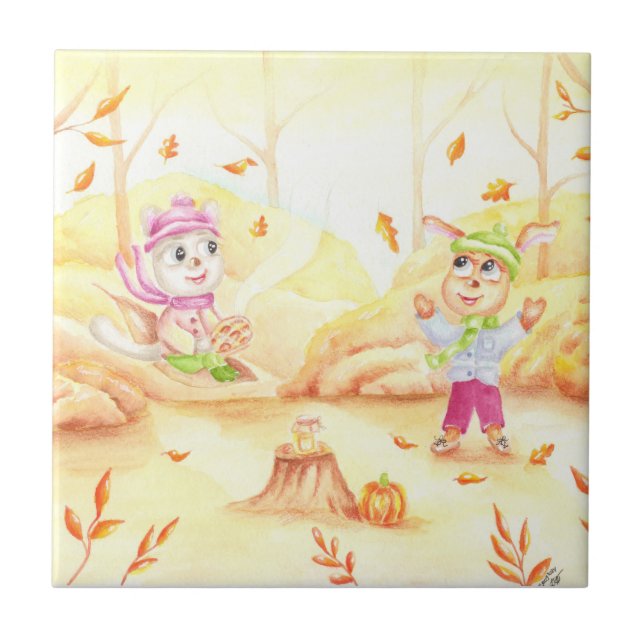 Sweet autumn walk in the forest tile (Front)