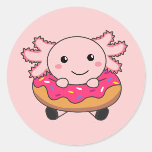Sweet Axolotl Candy Law Doughnut Pink Classic Roun Round Sticker