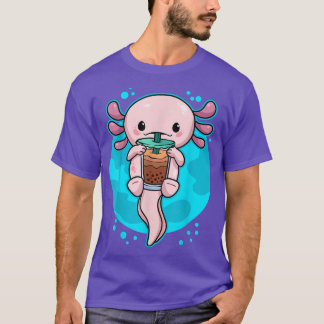 Sweet Axolotl drinks bubble tea with straw Boba te T-Shirt