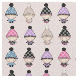 Sweet Babies on Pink Polka Dot Pattern Fabric