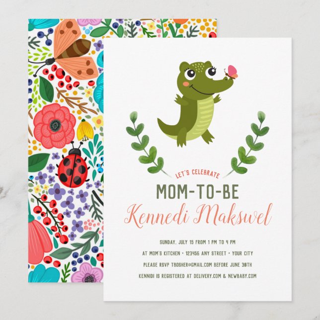 Sweet Baby Alligator Baby Shower Invitation (Front/Back)