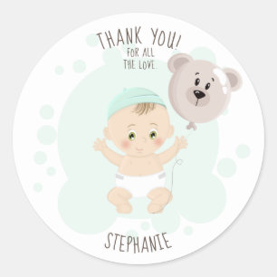 Sweet Baby and Bear Balloon Classic Round Sticker