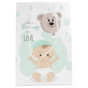 Sweet Baby and Bear Balloon Medium Gift Bag