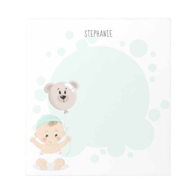 Sweet Baby and Bear Balloon Notepad (Front)