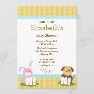 Sweet Baby Animals Baby Shower Invitation