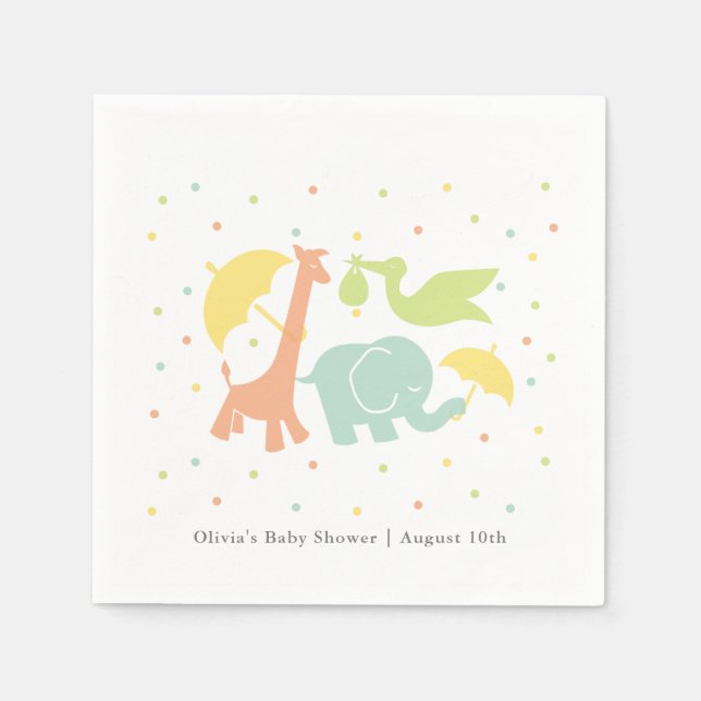 Sweet Baby Animals Baby Shower Napkin (Front)