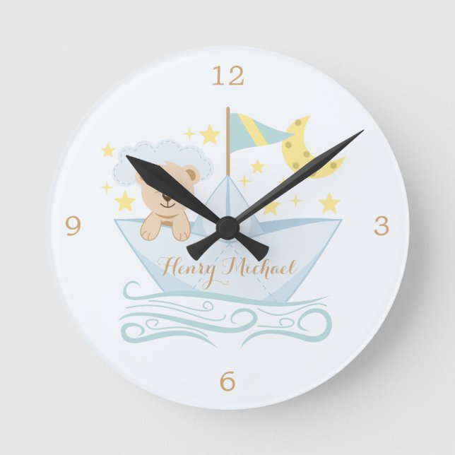 Sweet Baby Bear Nursery Round Clock (Front)