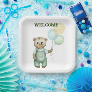 sweet baby bear paper plate