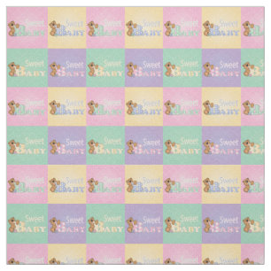 Sweet Baby Bear Squares   Pastel Colours Fabric