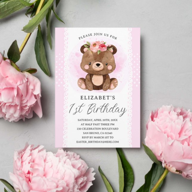 Sweet Baby Bear Woodland Birthday Party Invitation (Creator Uploaded)