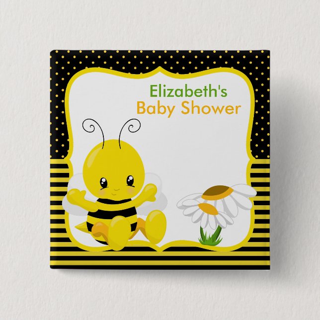 Sweet Baby Bee Baby Shower Button (Front)